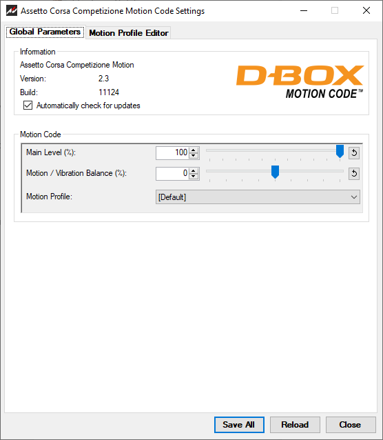 DBOX Coded Gaming Mode (from the Game Center)